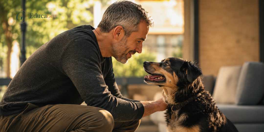 Educador canino aplicando el adiestramiento cognitivo emocional con un perro en Barcelona