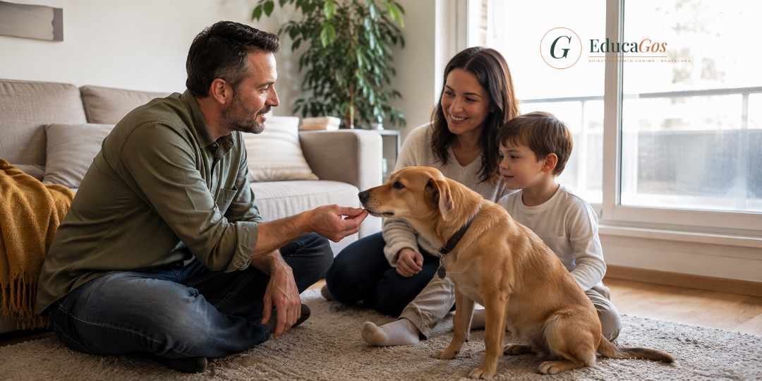 sesión de Adiestramiento Cognitivo Emocional a domicilio con una familia y su perro en Barcelona
