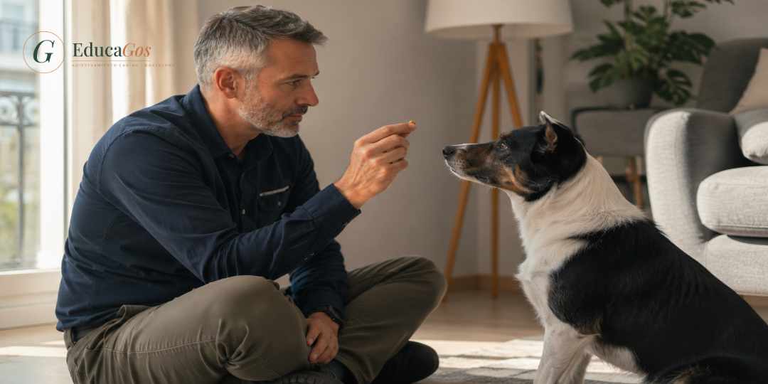 Entrenamiento del foco y la atención antes de enseñar la llamada al perro