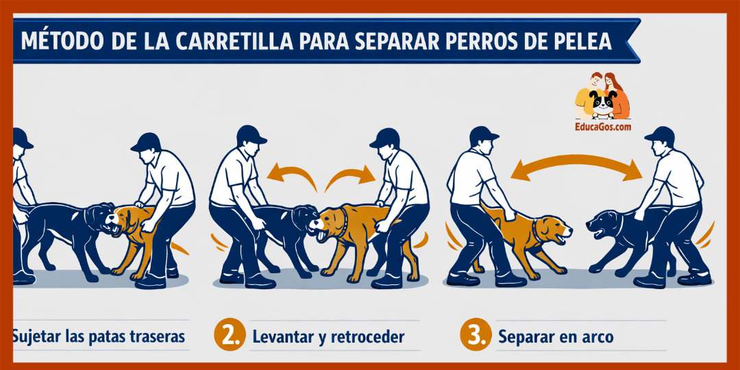 Técnica de la carretilla para separar perros en pelea - wheelbarrow method