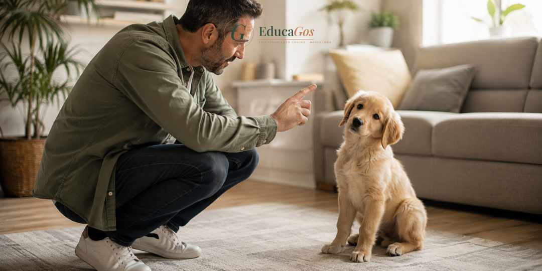 Cachorro con la cabeza ladeada mostrando desconcierto ante una orden con un sonido parecido a su nombre