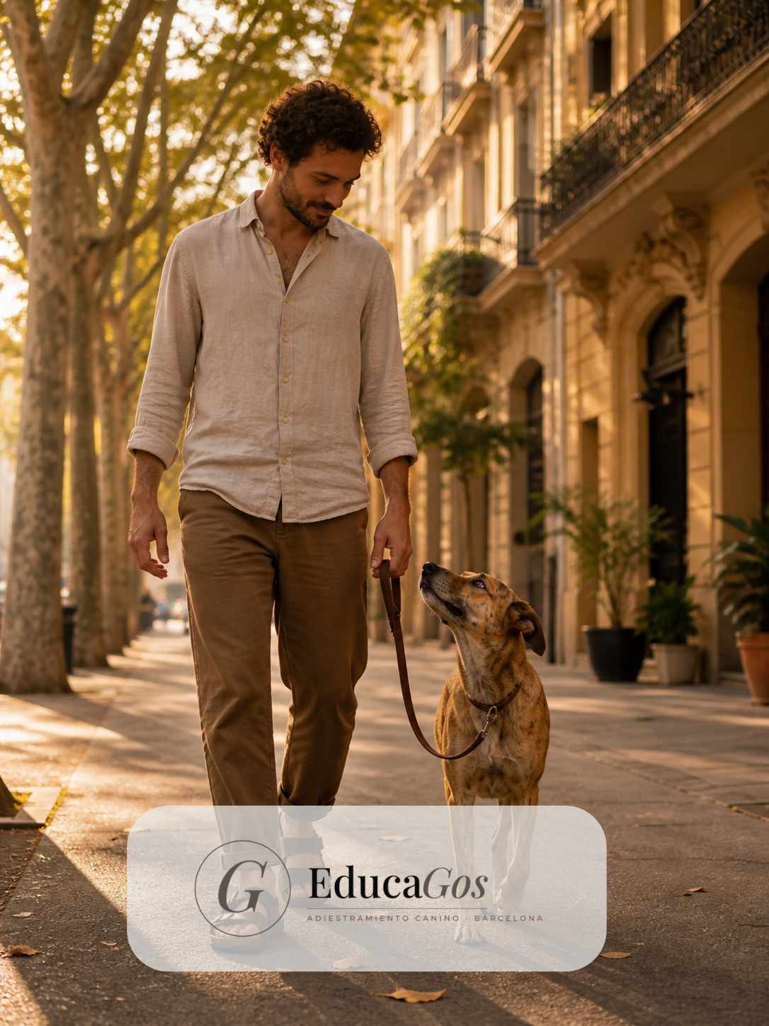 Paseo en calma tras las clases de obediencia canina