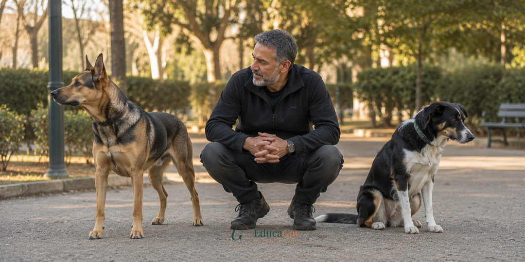 Contraste entre perro reactivo en tensión y perro bloqueado paralizado en paseo Contraste entre perro reactivo en tensión y perro bloqueado paralizado en paseo