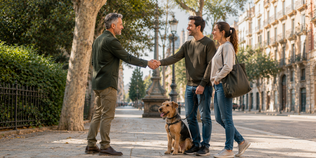 Adiestrador canino de EducaGos presentando su programa de referidos en Barcelona Adiestrador canino de EducaGos presentando su programa de referidos en Barcelona