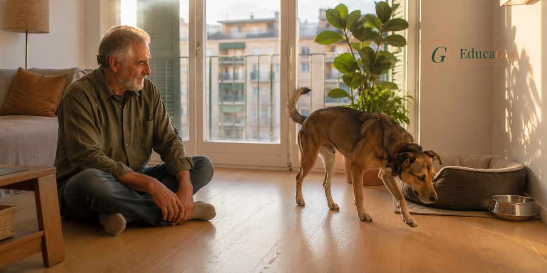 Los primeros días con tu perro adoptado, primeros días de un perro adoptado en casa con su adiestrador.