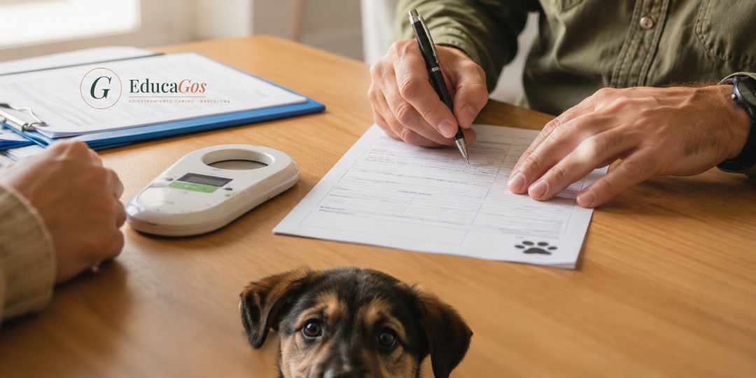Requisitos legales para adoptar un perro en España, contrato de adopción y chip para adoptar un perro legalmente.