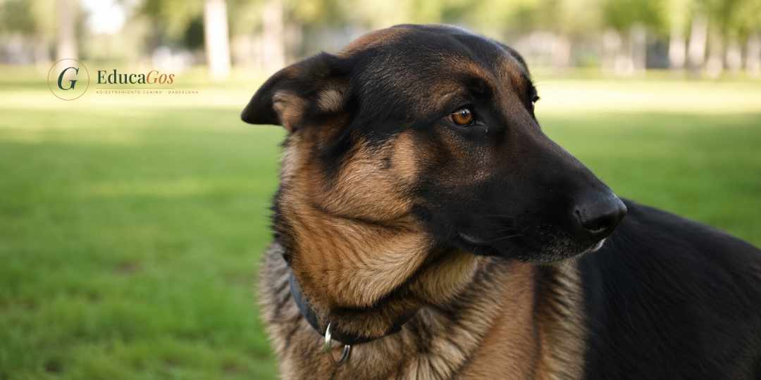 Perro mostrando una señal de calma al girar la cabeza hacia un lado